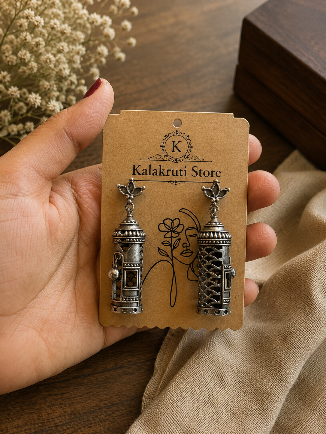 Heritage Jharokha Oxidized Earrings