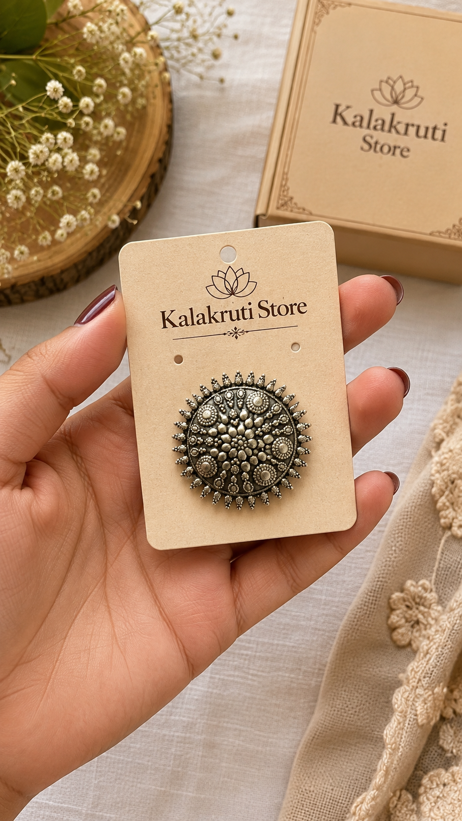 Antique Mandala Oxidized Ring