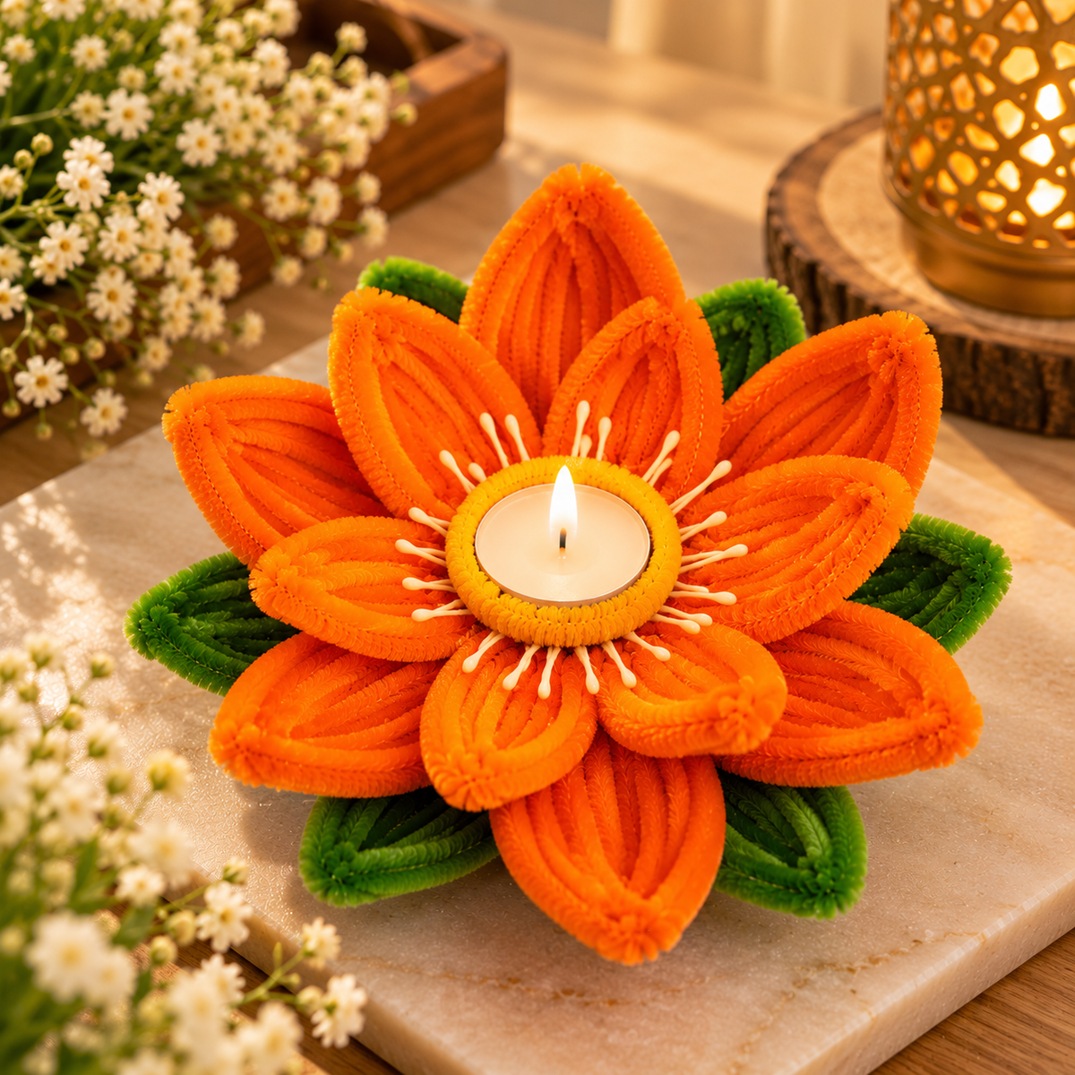Floral Diya Set Of 2