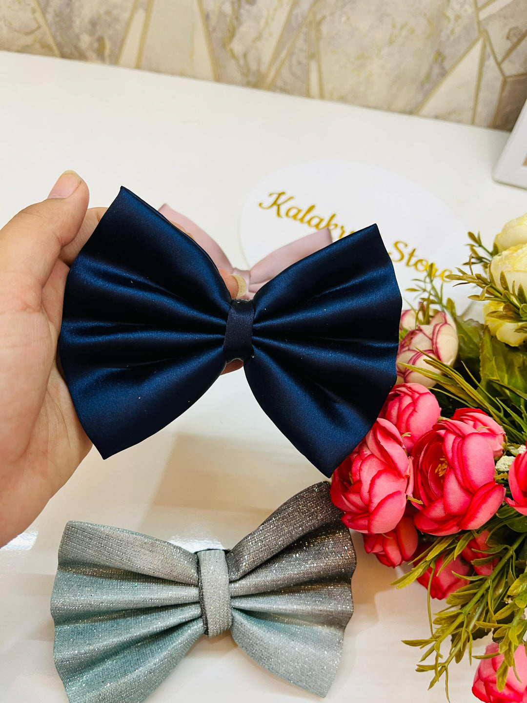 KA-6 Korean Blue peony pair pins (one pair)