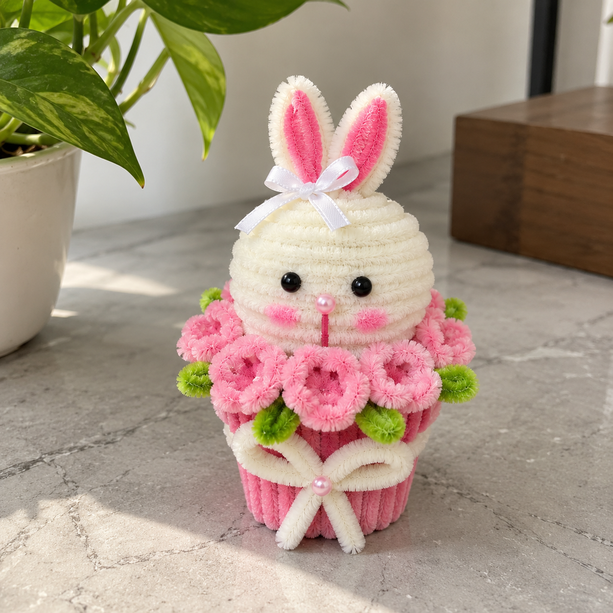 Cute Bunny Pipecleaner Pot