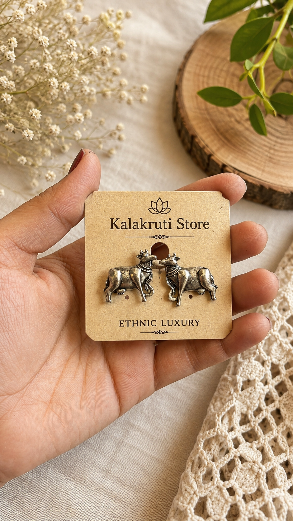 Royal Elephant Oxidized Earrings