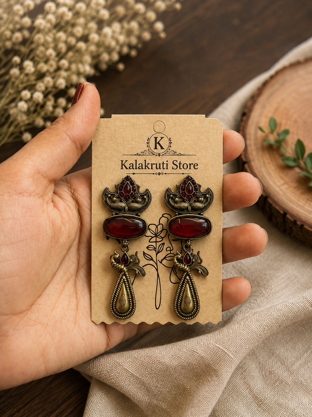 Royal Ruby Antique Earrings