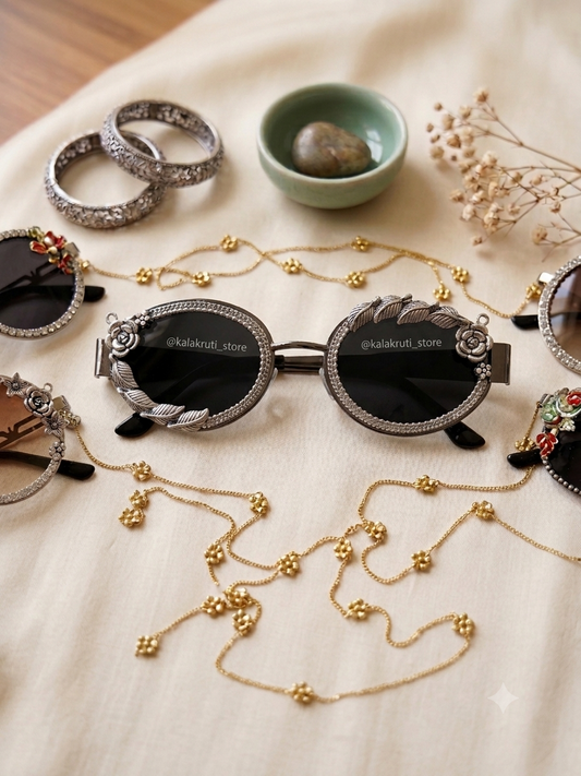 Vintage Silver Statement Oxidized Sunglass