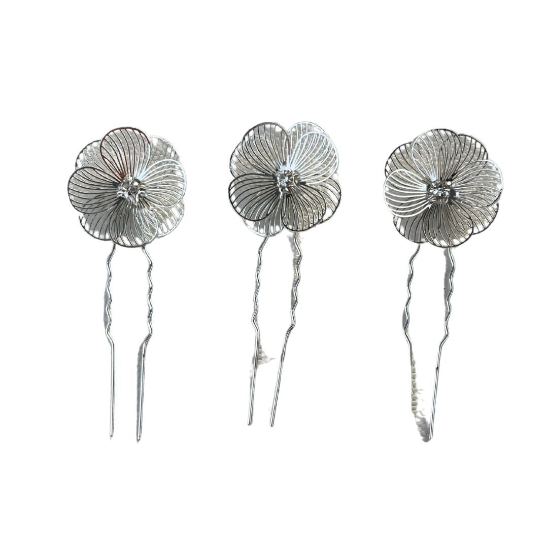 KA-6 Korean Blue peony pair pins (one pair)