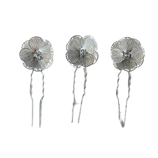 KA-6 Korean Blue peony pair pins (one pair)
